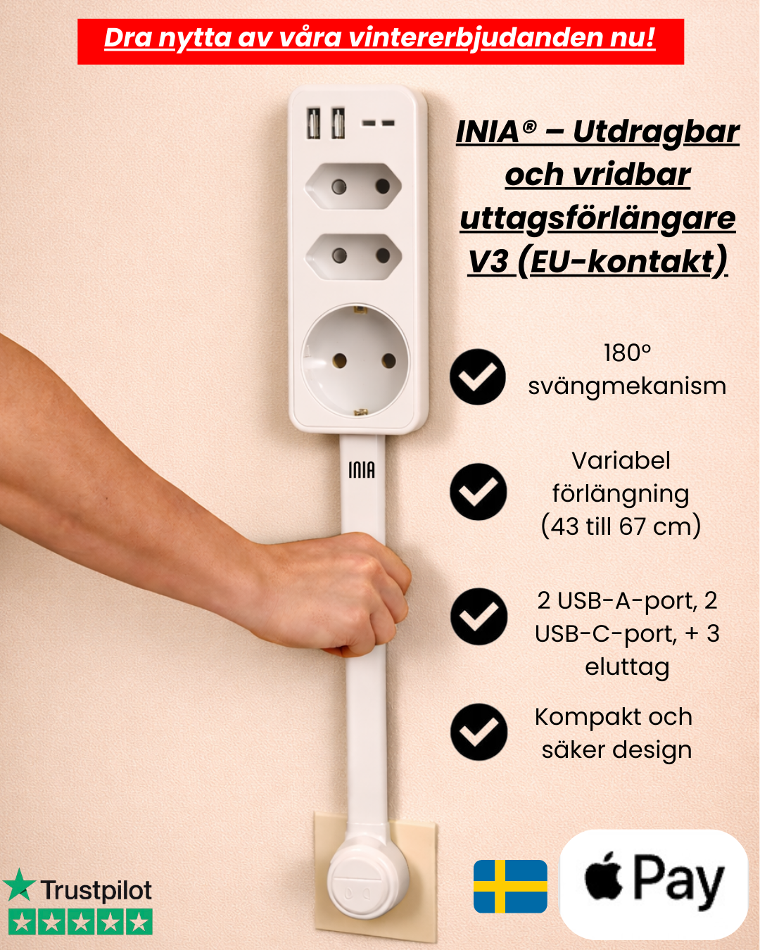 INIA® – Utbyggbar och vridbar elfördelare V3 (EU-kontakter)